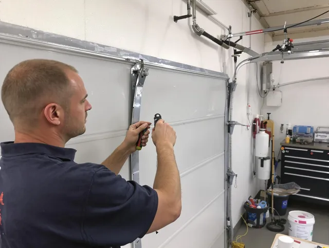 Before and after garage door dent repair by Port Orange Garage Door Repair in Port Orange