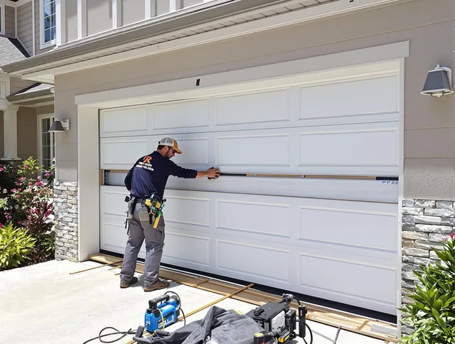 Port Orange Garage Door Repair team performing complete garage door replacement at Port Orange residence