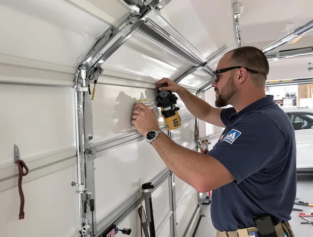 Port Orange Garage Door Repair technician quieting a noisy garage door in Port Orange
