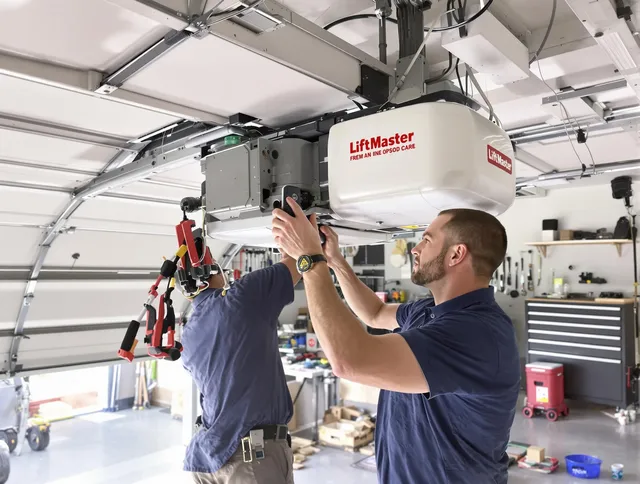 Port Orange Garage Door Repair technician performing advanced diagnostics on garage opener in Port Orange